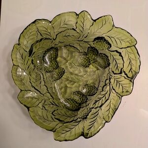 Vintage Green Indiana Glass Loganberry Triangular Dish